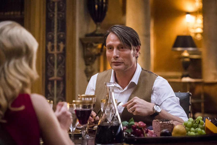 HANNIBAL -- "Antipasto" Episode 301 -- Pictured: Mads Mikkelsen as Dr. Hannibal Lecter -- (Photo by: Brooke Palmer/NBC)