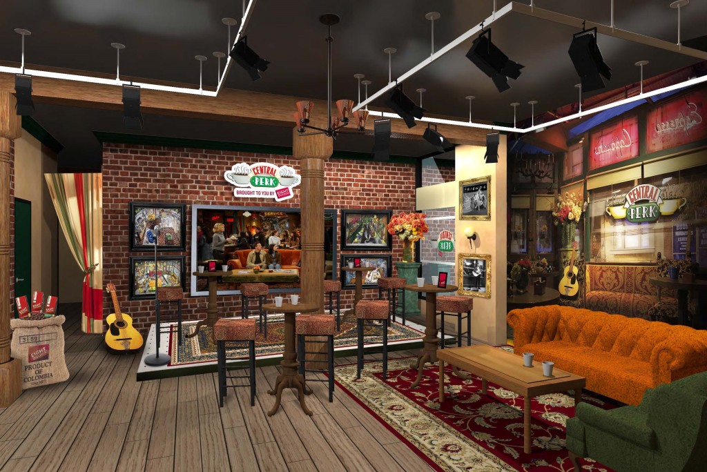 Central Perk-Friends Orange Couch + Seating Area